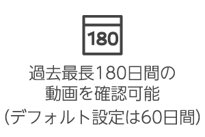 過去最長180日間の動画を確認可能（デフォルト設定は60日間）